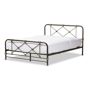 Baxton Studio Beatrice Modern And Contemporary Stippled Black Finished Metal Queen Size Platform Bed