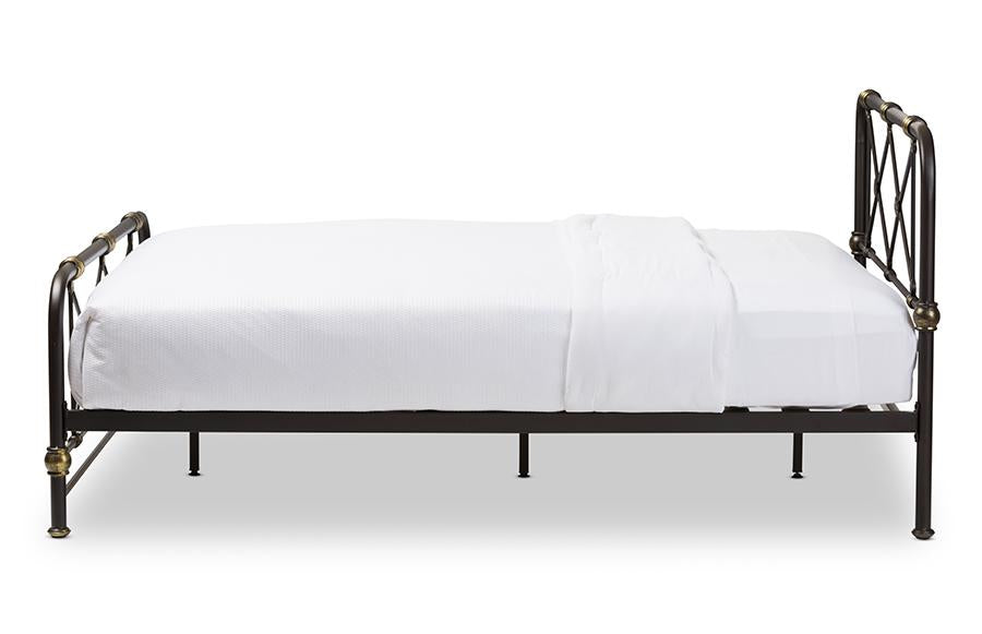 Baxton Studio Beatrice Modern And Contemporary Stippled Black Finished Metal Queen Size Platform Bed