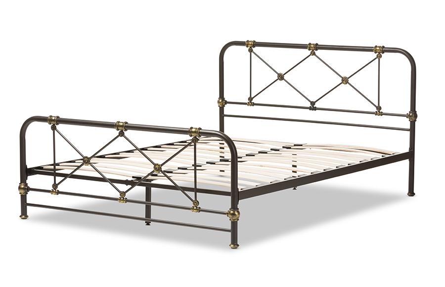 Baxton Studio Beatrice Modern And Contemporary Stippled Black Finished Metal Queen Size Platform Bed