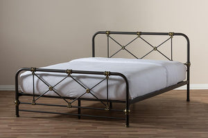 Baxton Studio Beatrice Modern And Contemporary Stippled Black Finished Metal Queen Size Platform Bed