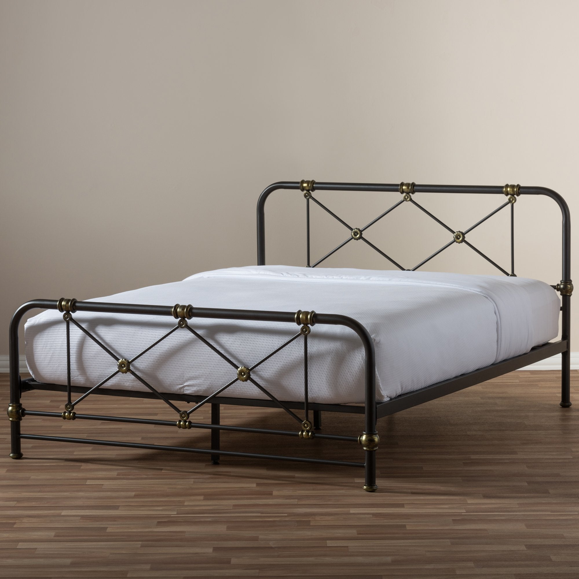 Baxton Studio Beatrice Modern And Contemporary Stippled Black Finished Metal Queen Size Platform Bed