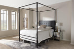 Baxton Studio Eleanor Vintage Industrial Black Finished Metal Canopy Queen Bed