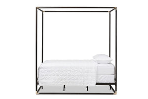 Baxton Studio Eva Vintage Industrial Black Finished Metal Canopy Queen Bed