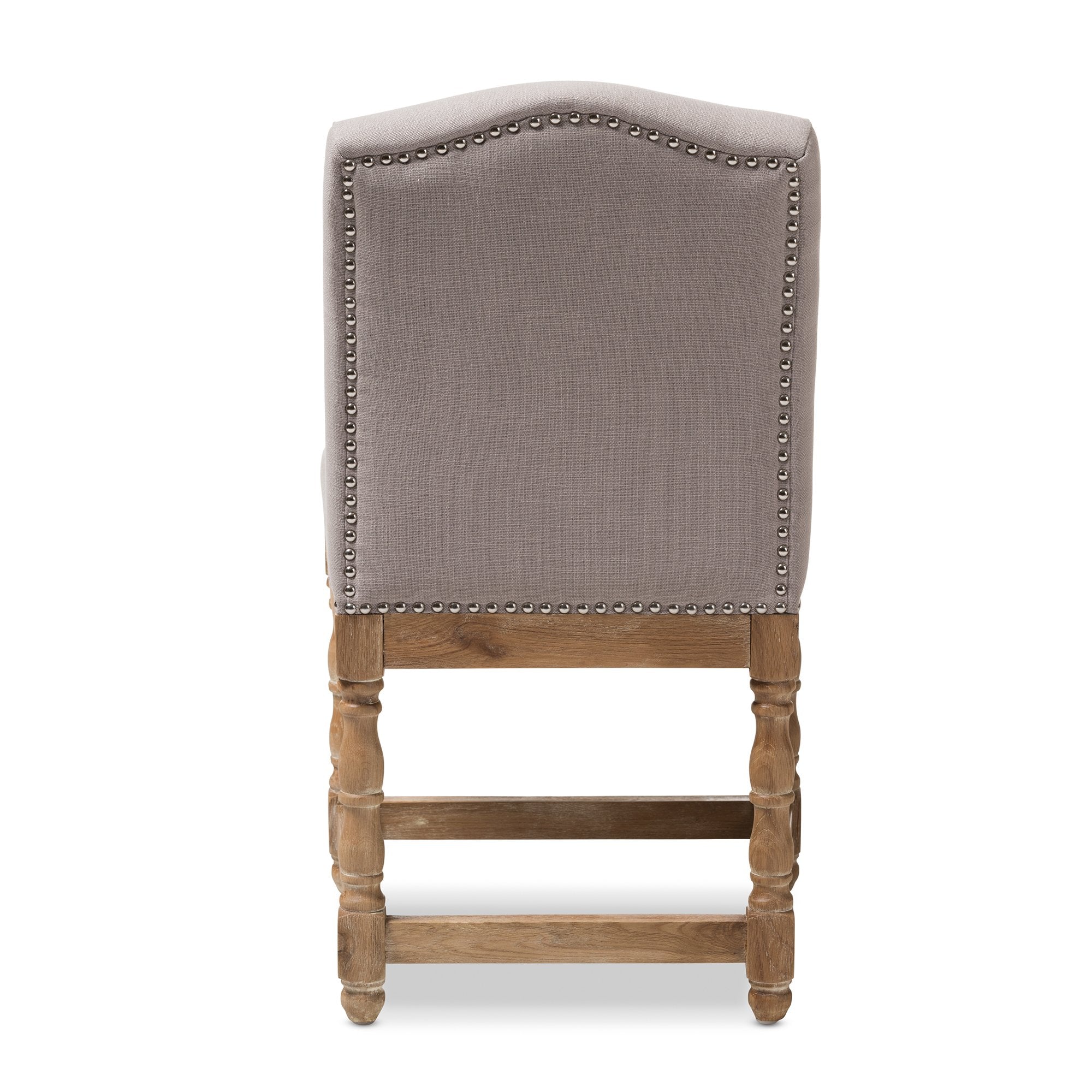 Baxton Studio Paige French Vintage Cottage Weathered Oak Finish Wood and Beige Fabric Upholstered Dining Side Chair