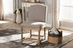 Baxton Studio Paige French Vintage Cottage Weathered Oak Finish Wood and Beige Fabric Upholstered Dining Side Chair