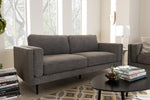 Baxton Studio Brittany Retro Mid-Century Modern Grey Fabric Upholstered 3-Seater Loveseat