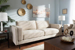 Baxton Studio Brittany Retro Mid-Century Modern Light Beige Fabric Upholstered 3-Seater Sofa