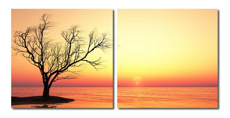 Baxton Studio Blazing Horizon Mounted Photography Print Diptych