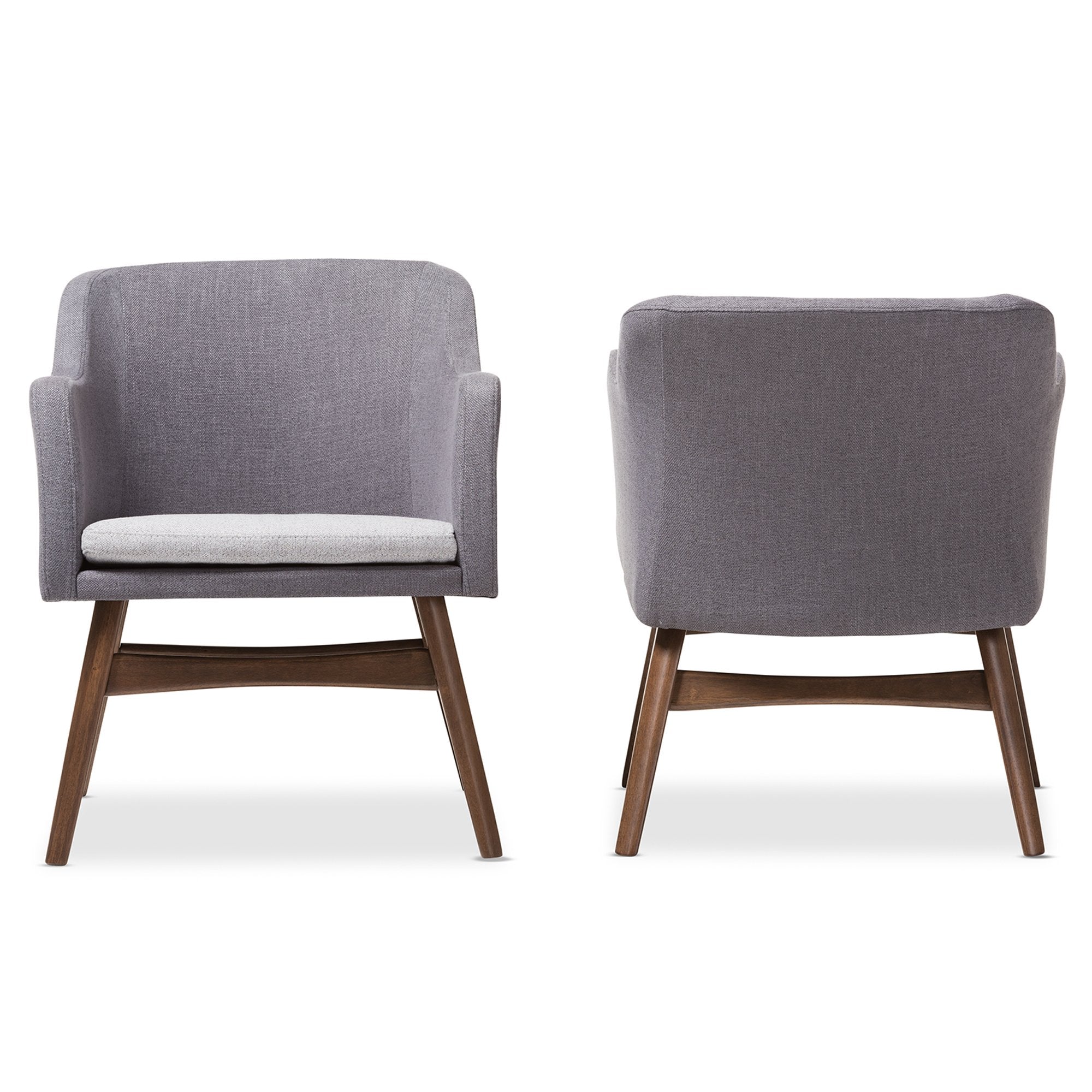 Baxton Studio Vera Mid-Century Modern Two-Tone Grey Fabric Lounge Chair (Set of 2)