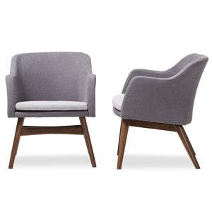 Baxton Studio Vera Mid-Century Modern Two-Tone Grey Fabric Lounge Chair (Set of 2)