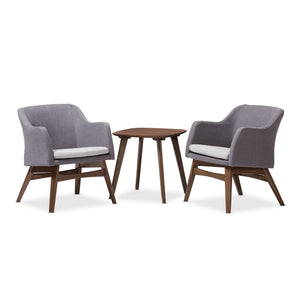 Baxton Studio Vera Mid-Century Modern 3-Piece Lounge Chair and Side Table Set