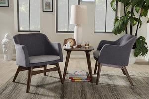 Baxton Studio Vera Mid-Century Modern 3-Piece Lounge Chair and Side Table Set