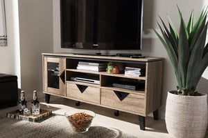 Baxton Studio Cardiff Modern and Contemporary Light Brown Wood 55-Inch TV Stand