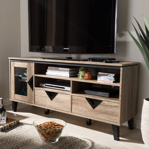 Baxton Studio Cardiff Modern and Contemporary Light Brown Wood 55-Inch TV Stand