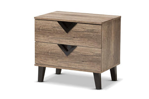 Baxton Studio Swanson Modern and Contemporary Light Brown Wood 2-Drawer Nightstand