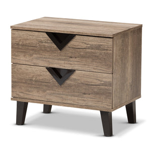 Baxton Studio Swanson Modern and Contemporary Light Brown Wood 2-Drawer Nightstand