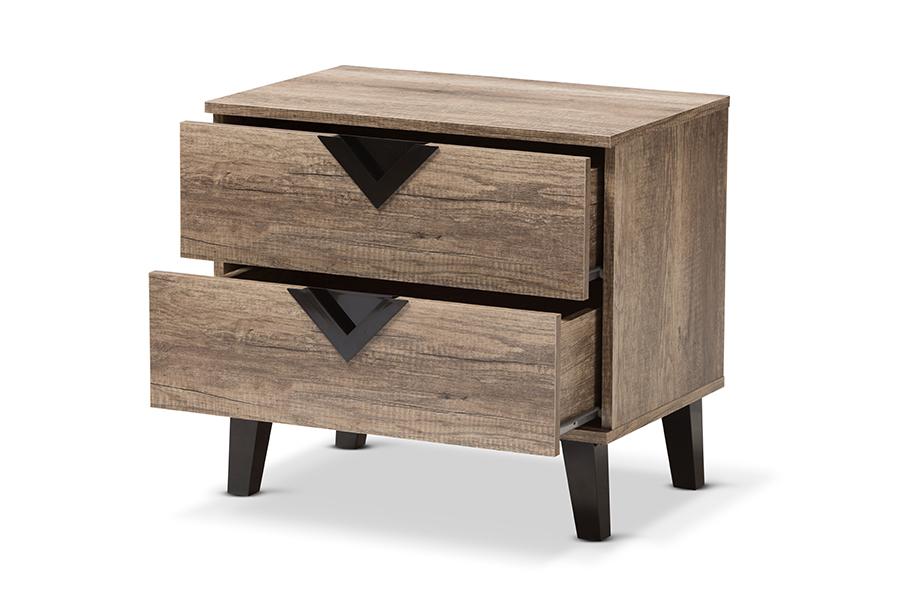 Baxton Studio Swanson Modern and Contemporary Light Brown Wood 2-Drawer Nightstand