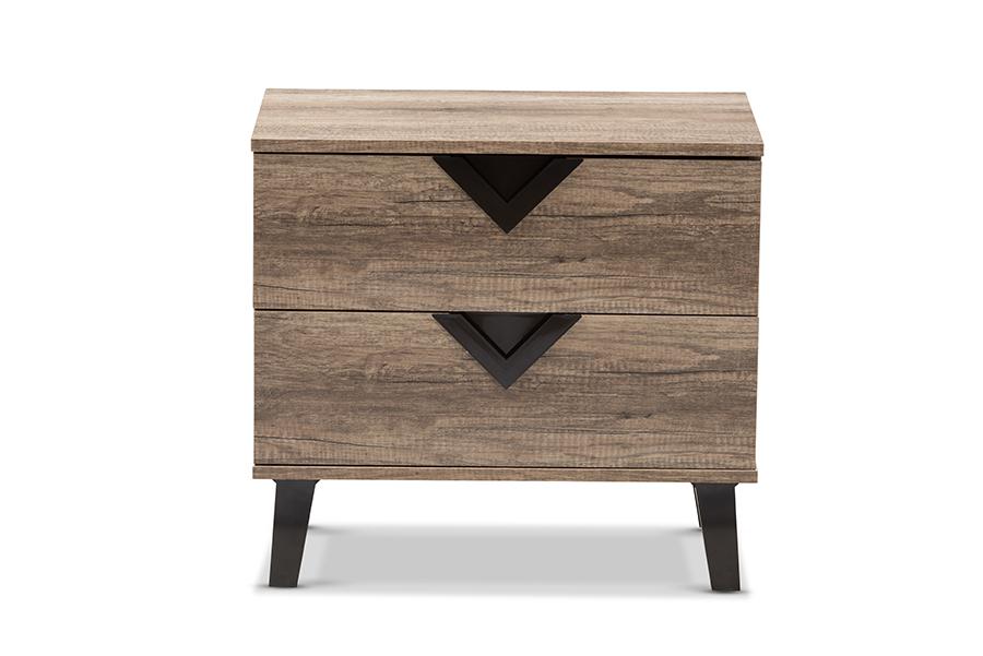 Baxton Studio Swanson Modern and Contemporary Light Brown Wood 2-Drawer Nightstand