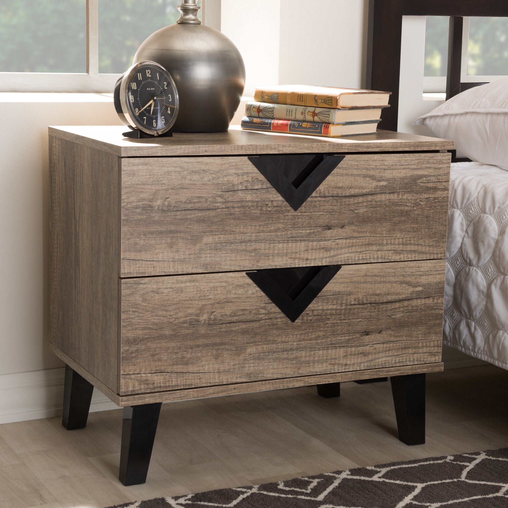 Baxton Studio Swanson Modern and Contemporary Light Brown Wood 2-Drawer Nightstand