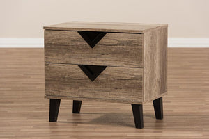 Baxton Studio Swanson Modern and Contemporary Light Brown Wood 2-Drawer Nightstand