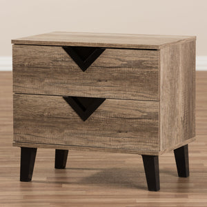 Baxton Studio Swanson Modern and Contemporary Light Brown Wood 2-Drawer Nightstand