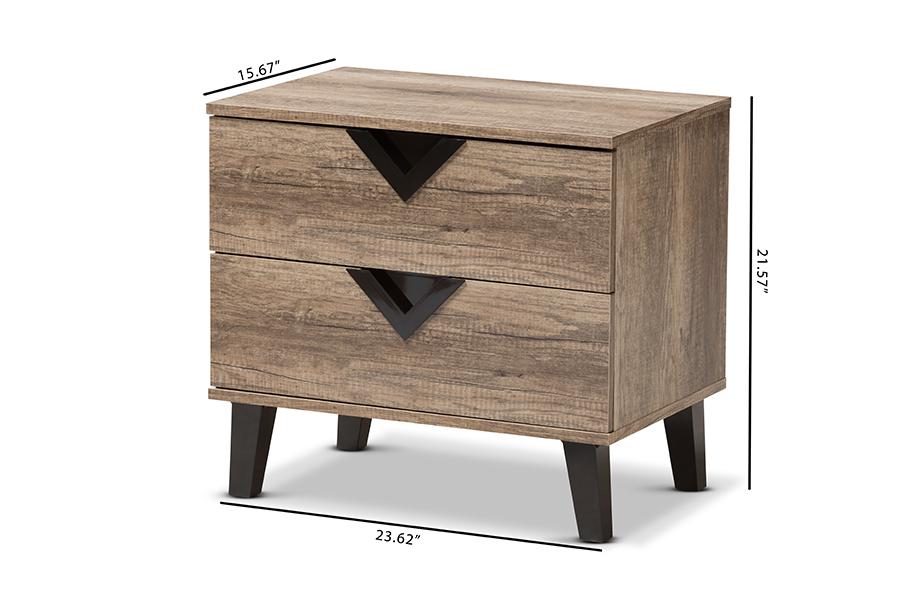 Baxton Studio Swanson Modern and Contemporary Light Brown Wood 2-Drawer Nightstand