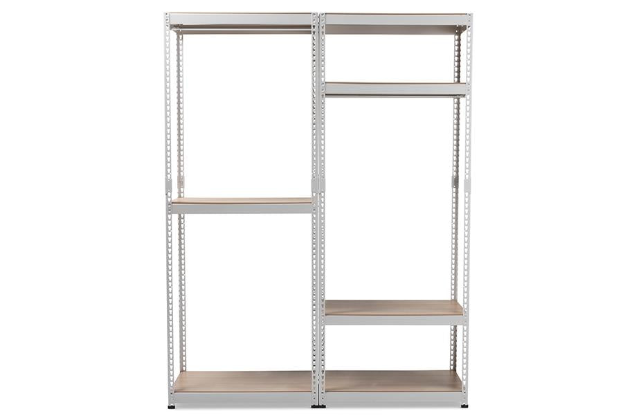 Baxton Studio Gavin White Metal 7-Shelf Closet Storage Racking Organizer