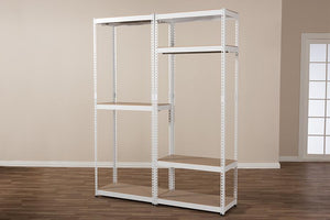 Baxton Studio Gavin White Metal 7-Shelf Closet Storage Racking Organizer