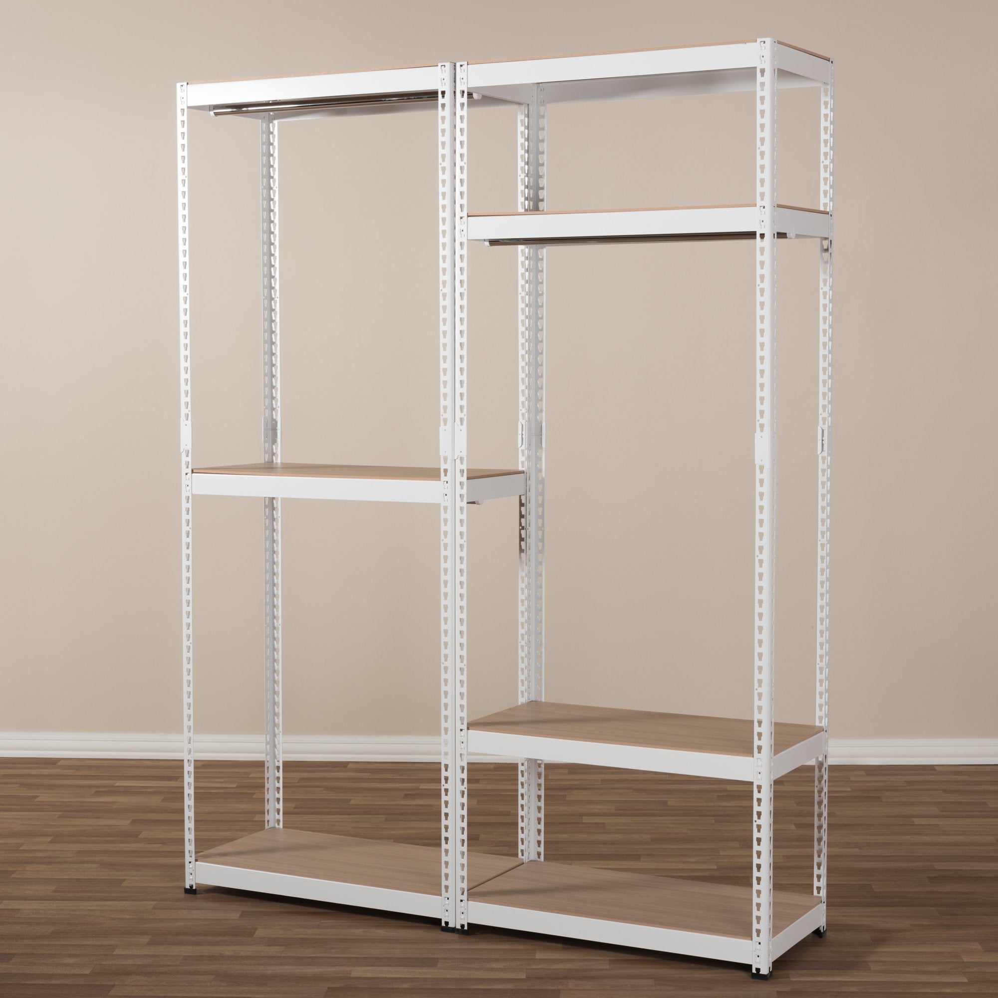 Baxton Studio Gavin White Metal 7-Shelf Closet Storage Racking Organizer