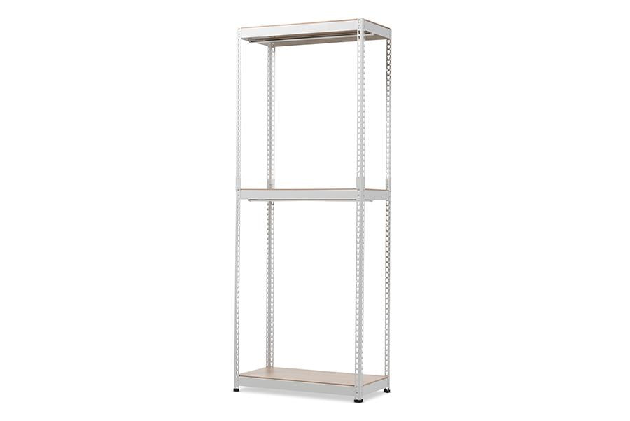 Baxton Studio Gavin White Metal 3-Shelf Closet Storage Racking Organizer