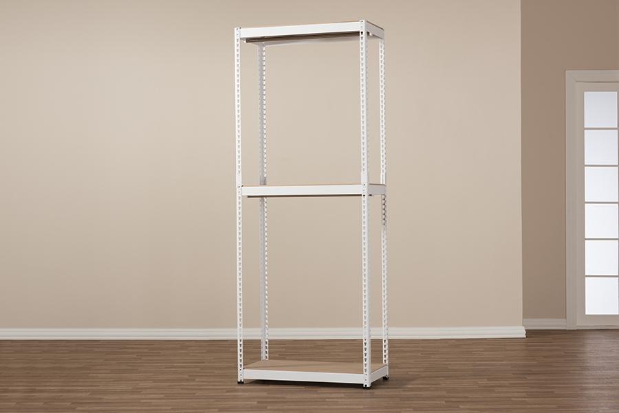 Baxton Studio Gavin White Metal 3-Shelf Closet Storage Racking Organizer