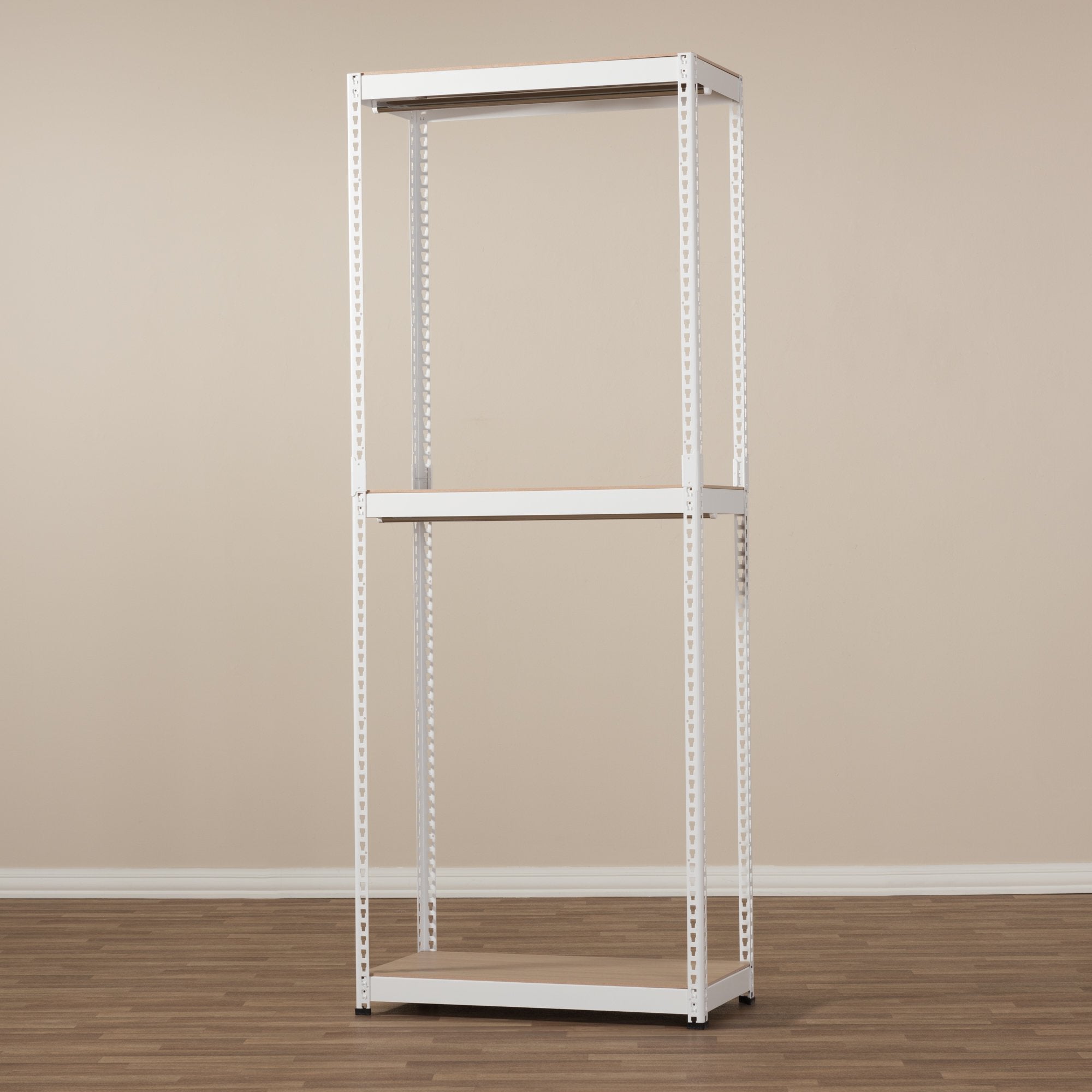 Baxton Studio Gavin White Metal 3-Shelf Closet Storage Racking Organizer