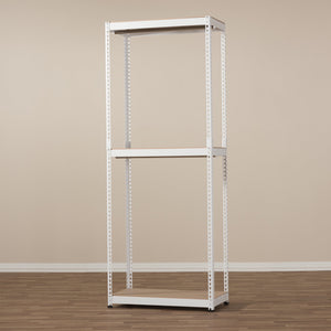 Baxton Studio Gavin White Metal 3-Shelf Closet Storage Racking Organizer