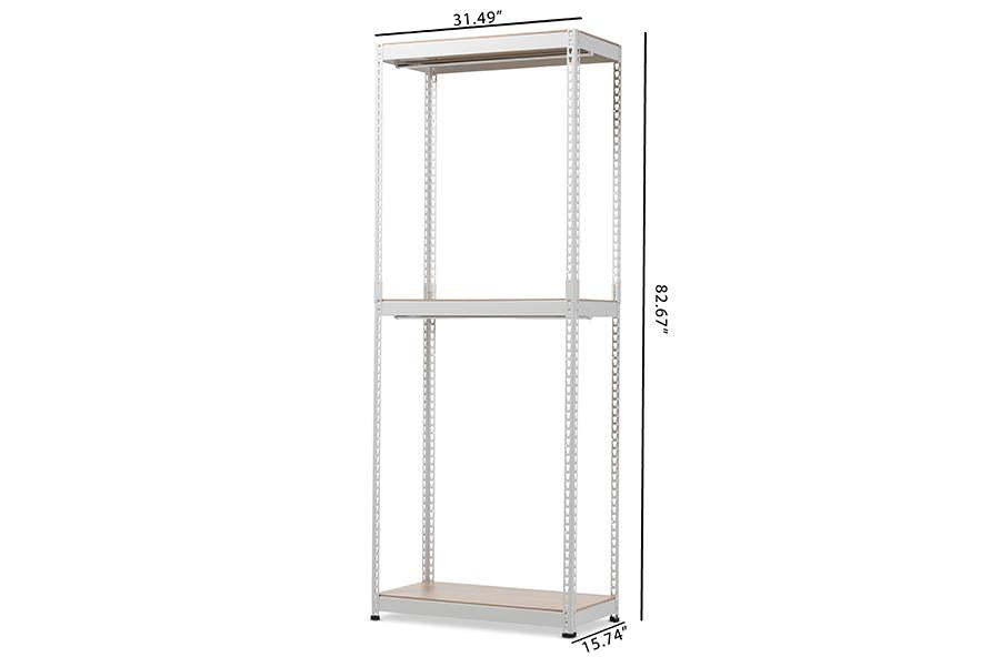 Baxton Studio Gavin White Metal 3-Shelf Closet Storage Racking Organizer