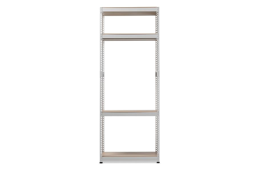 Baxton Studio Gavin White Metal 4-Shelf Closet Storage Racking Organizer