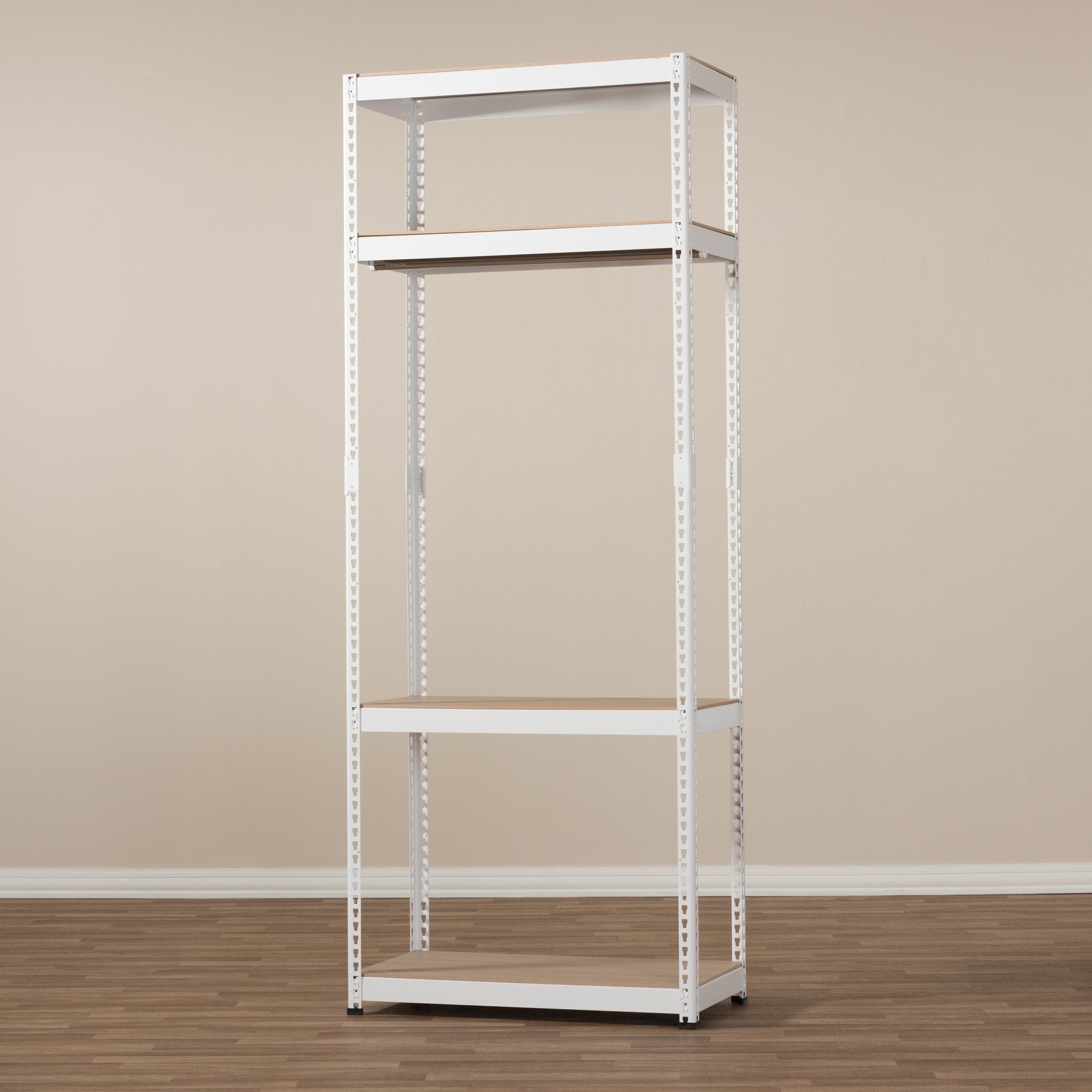 Baxton Studio Gavin White Metal 4-Shelf Closet Storage Racking Organizer