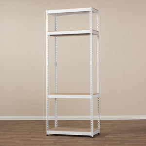 Baxton Studio Gavin White Metal 4-Shelf Closet Storage Racking Organizer