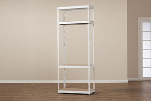 Baxton Studio Gavin White Metal 4-Shelf Closet Storage Racking Organizer