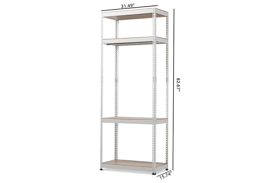 Baxton Studio Gavin White Metal 4-Shelf Closet Storage Racking Organizer