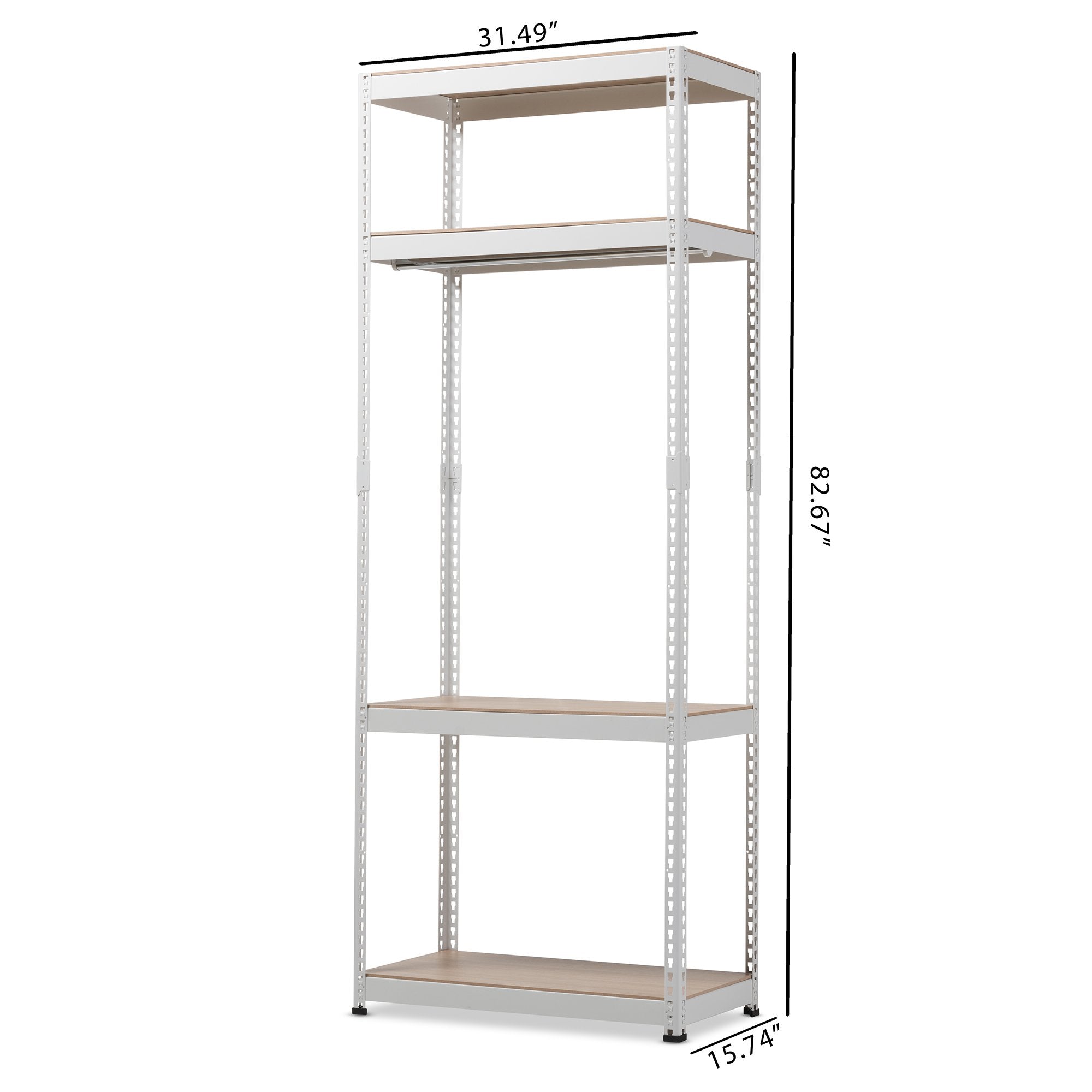 Baxton Studio Gavin White Metal 4-Shelf Closet Storage Racking Organizer