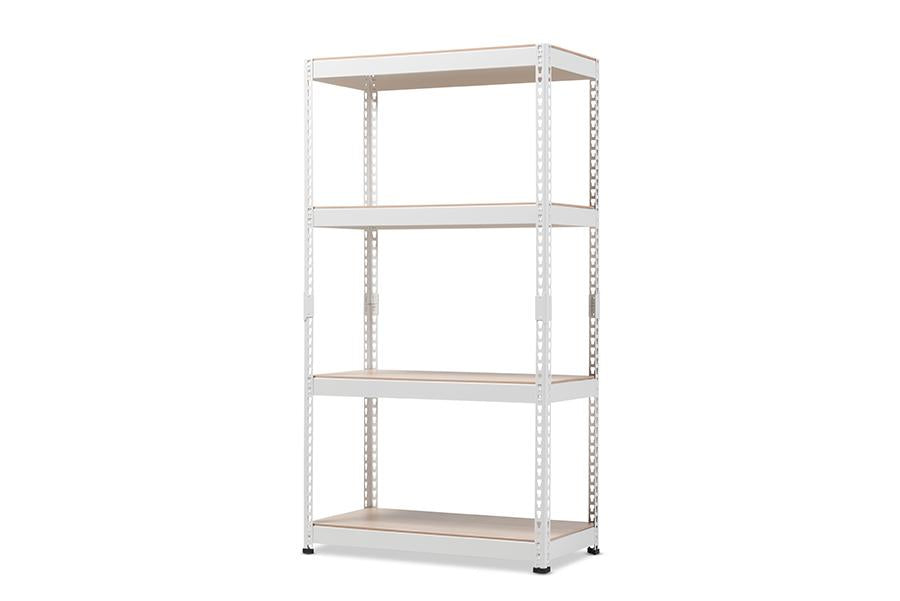 Baxton Studio Cody White Metal 4-Shelf Multipurpose Shelving Rack