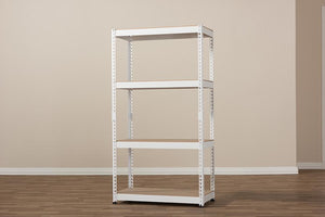 Baxton Studio Cody White Metal 4-Shelf Multipurpose Shelving Rack