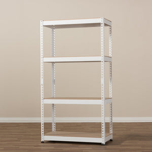 Baxton Studio Cody White Metal 4-Shelf Multipurpose Shelving Rack