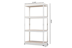 Baxton Studio Cody White Metal 4-Shelf Multipurpose Shelving Rack