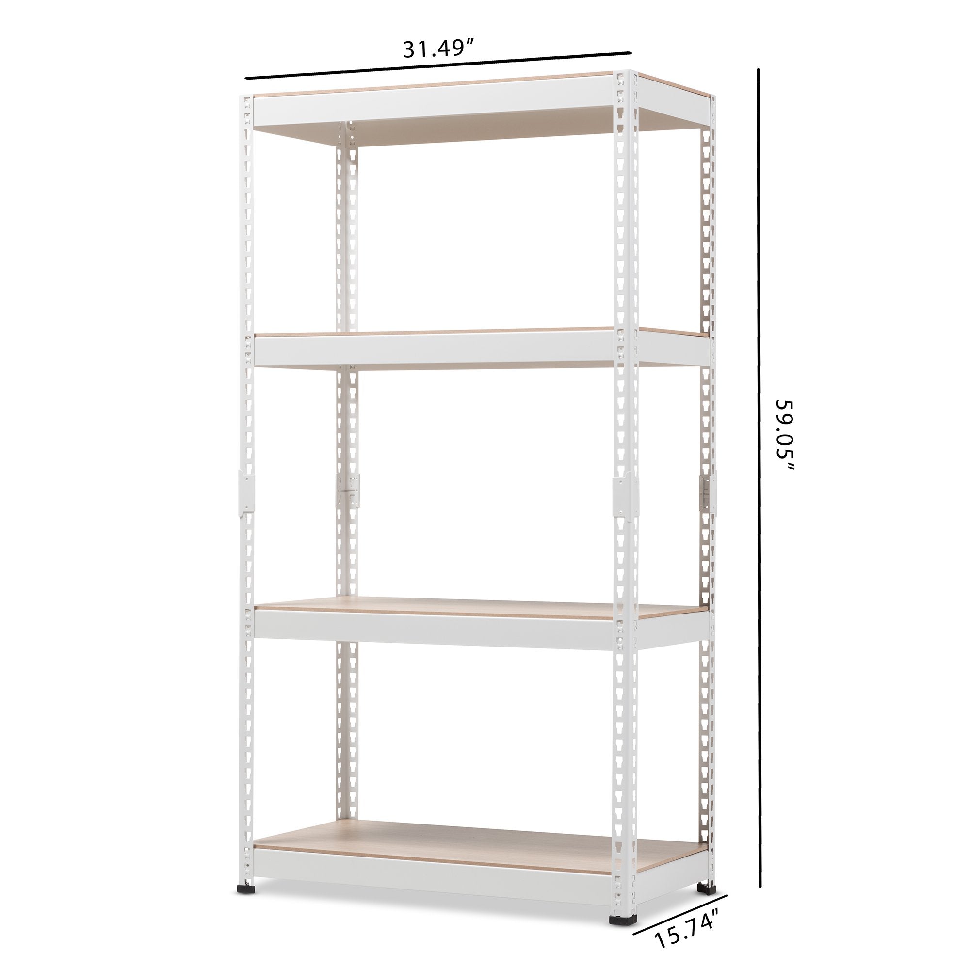 Baxton Studio Cody White Metal 4-Shelf Multipurpose Shelving Rack