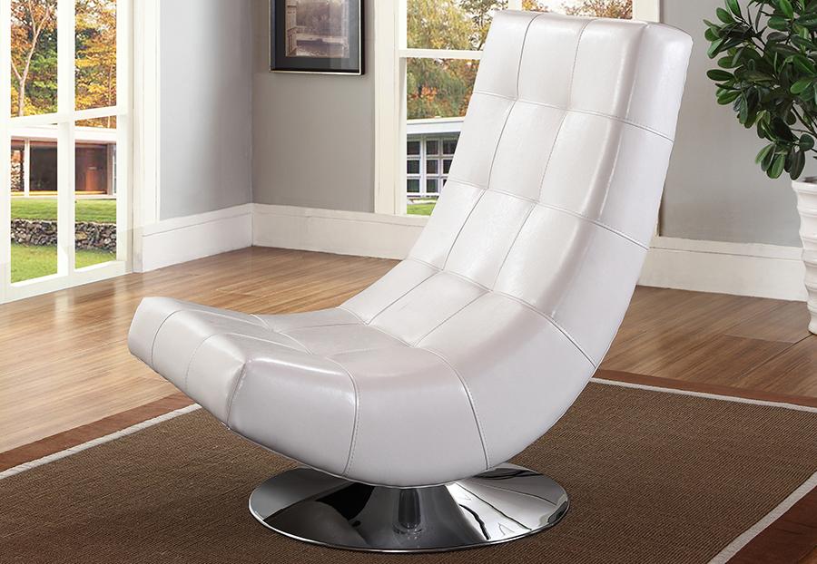 Baxton Studio Baxton Studio Elsa Modern and Contemporary White Faux Leather Upholstered Swivel Chair with Metal Base