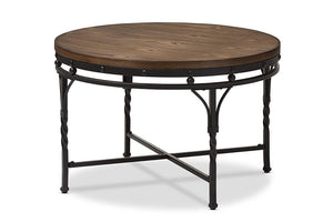 Baxton Studio Austin Vintage Industrial Antique Bronze Round Coffee Cocktail Occasional Table