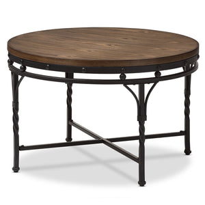 Baxton Studio Austin Vintage Industrial Antique Bronze Round Coffee Cocktail Occasional Table