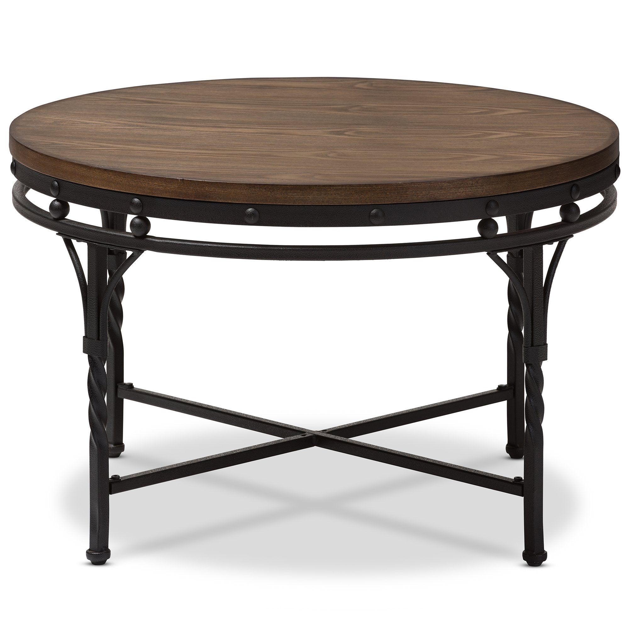 Baxton Studio Austin Vintage Industrial Antique Bronze Round Coffee Cocktail Occasional Table