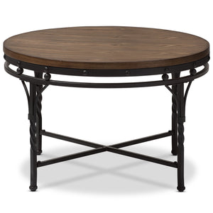 Baxton Studio Austin Vintage Industrial Antique Bronze Round Coffee Cocktail Occasional Table